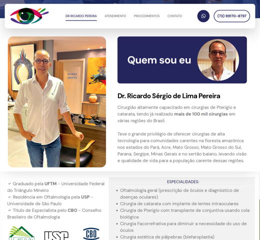 Dr. Ricardo Sérgio de Lima Pereira - Ophthalmologist in Porto Seguro (Brazil)